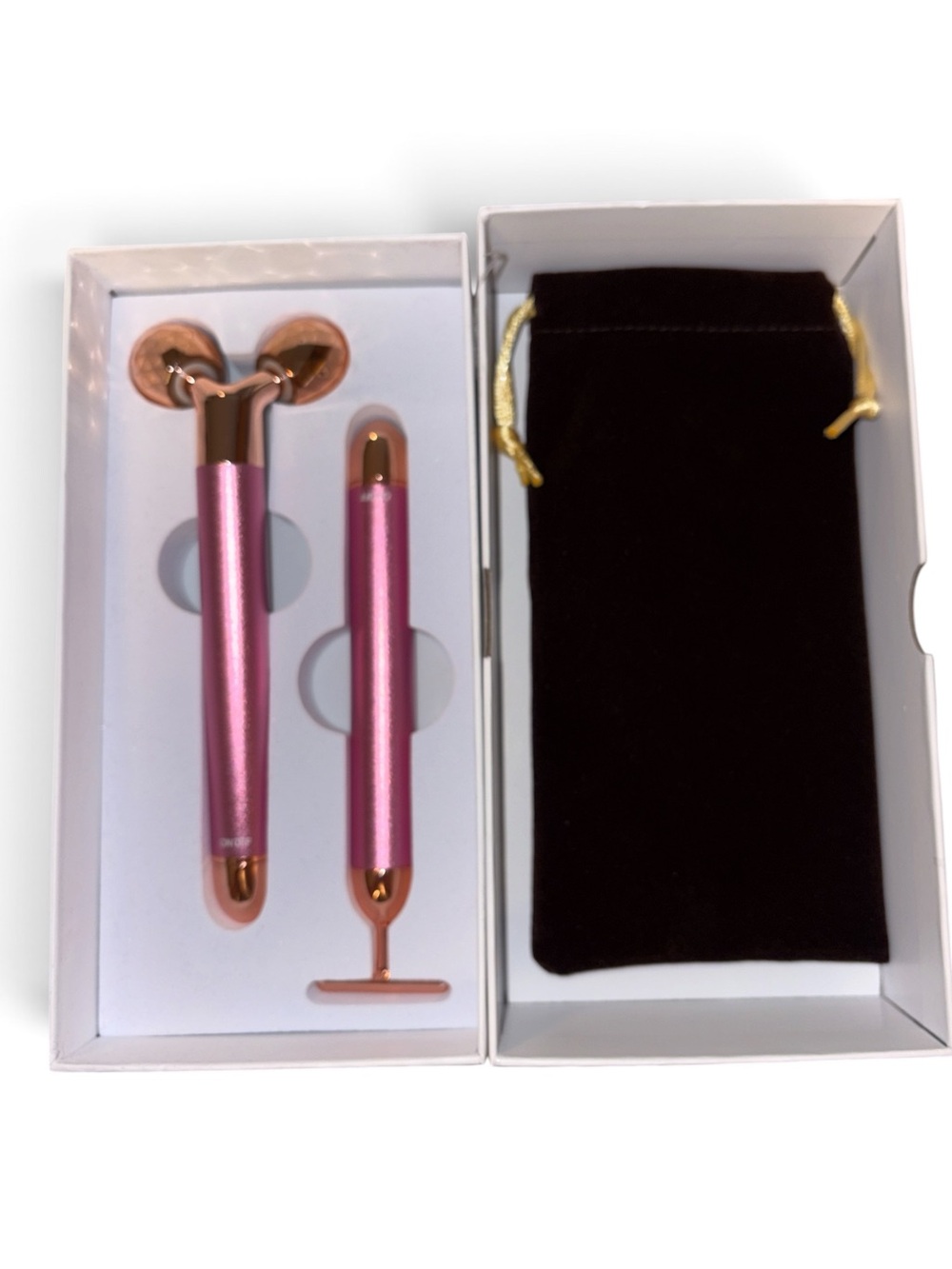 Pink Facial Massage Roller & T-Bar Beauty Set